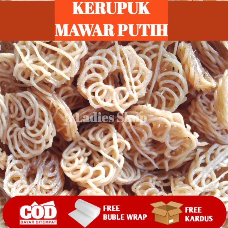 

Kerupuk Bawang Keriting Kecil/ Kerupuk Mawar Putih Mentah Kemasan 250 Gram