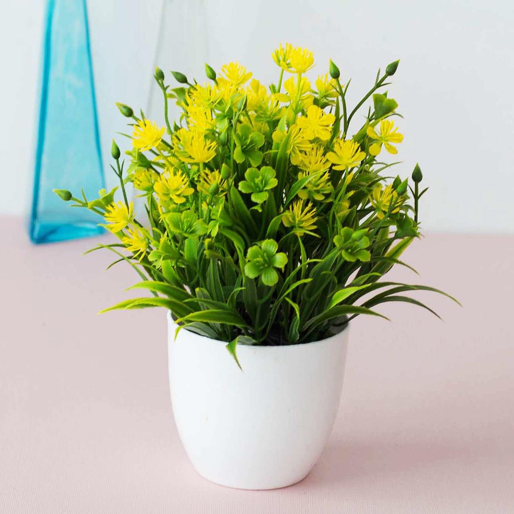 NFS611 Bunga plastik / pajangan bunga Artificial / motif Rose  Vas Bulat-6