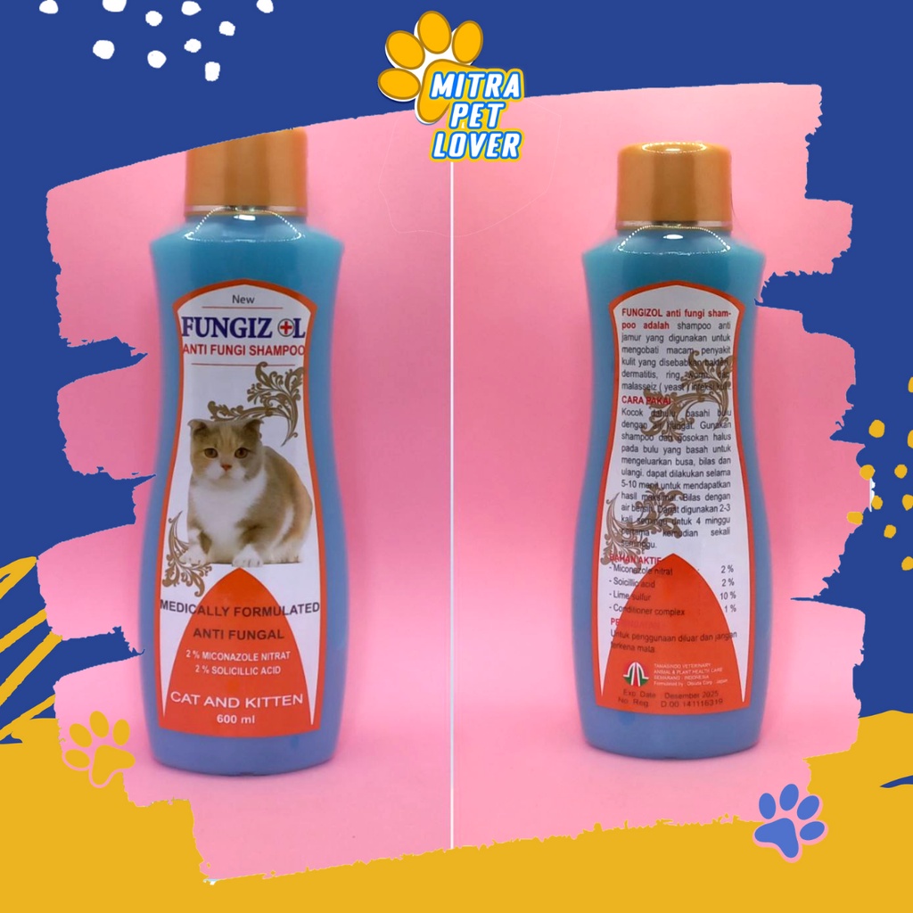 SHAMPO ANTI JAMUR KUCING - FUNGIZOL CAT SHAMPOO 600 ML - BERSIH SEMBUHKAN PENYAKIT KULIT OLEH JAMUR FUNGI ZOL KITTEN - SEHAR - MURAH GARANSI KUALITAS ASLI ORIGINAL - PET ANIMAL HEALTHCARE VETERINARY TAMASINDO OBAT &amp; VITAMIN HEWAN PELIHARAAN MITRAPETLOVER