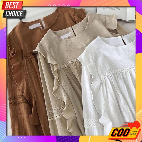 Velisa Blouse Crinkle Premium Rempel Wanita Polos Keinian / Blouse Wan Blouse Korea - Saka Blouse -