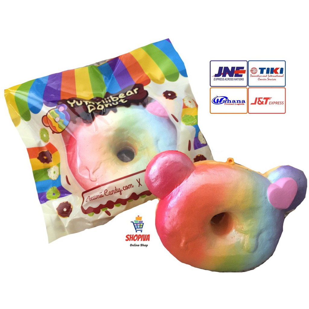 SQUISHY DONAT YUMMIIBEAR RAINBOW DONUT + ACRYLIC TAG