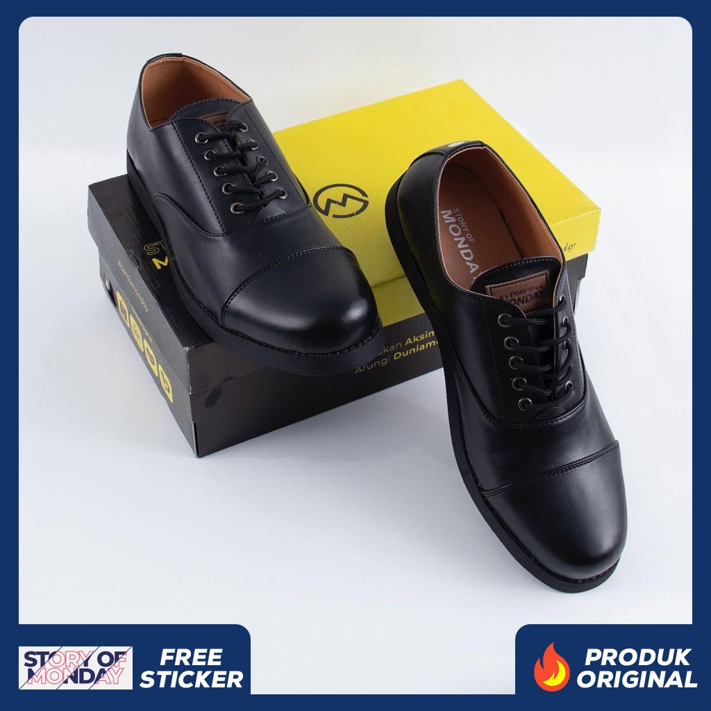 OXFORD SERIES ORIGINAL x MONDAY Sepatu Formal Full Hitam Tali Pria Pantofel Kerja Kantor Dinas Resmi Guru Kantoran Pesta Pernikahan Kondangan Nikah Undangan Wedding Wisuda Kuliah Casual Black Brown Derby Semi Kulit Premium Footwear Keren Terbaru Kekinian