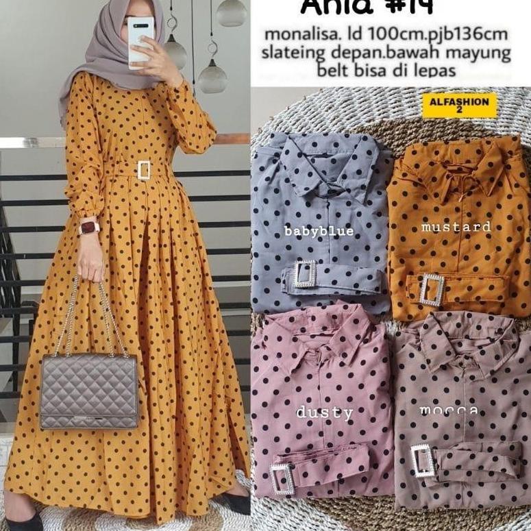 [KODE PDI] B&D FASHION BAJU GAMIS DRESS WANITA ANIA 14 POLKADOT BAHAN MONALISA PREMIUM KEKINIAN 2022