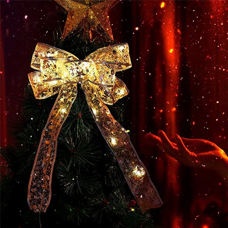 TK 2/4/5m Ribbon LED String Lights Christmas Tree Decoration Light Ribbon Bows Lights Christmas New Year Fairy Lights