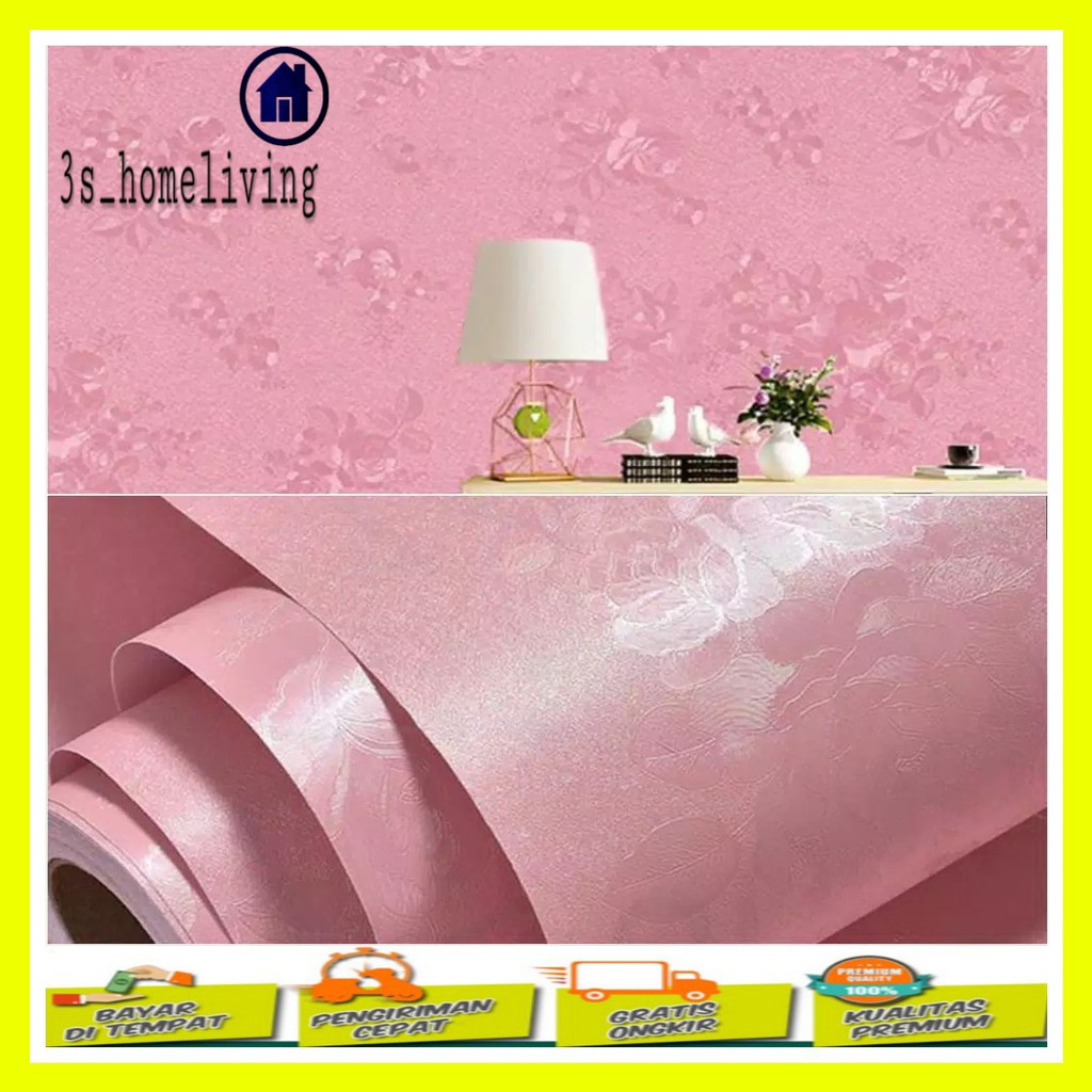 (COD) Wallpaper Dinding Embos Pink / Wallpaper / Wallpaper Embos Timbul / Wallpaper Pink 900