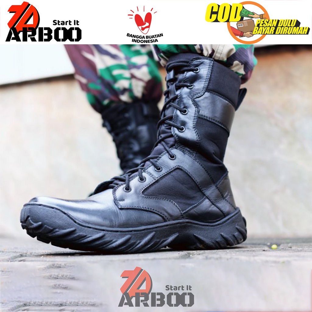 Sepatu pdl POLRI TNI RIDER KULIT kombinasi kanvas Cordura. Sepatu pdl polri tni security biker ridin