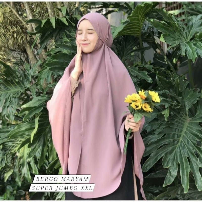 ( dm xxl ) bergo maryam super jumbo xxl hijab syar'i simpel non pet tali-3