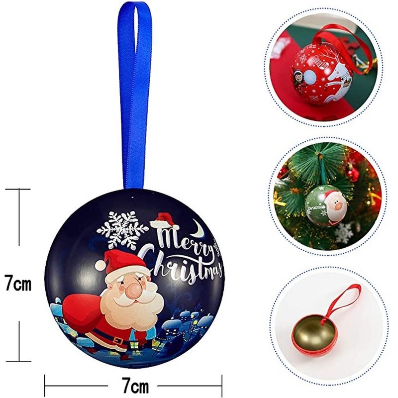 [ Round Tin Can Candy Box Hanging Decoration for Christmas Festival Home Party  Wedding Present ]