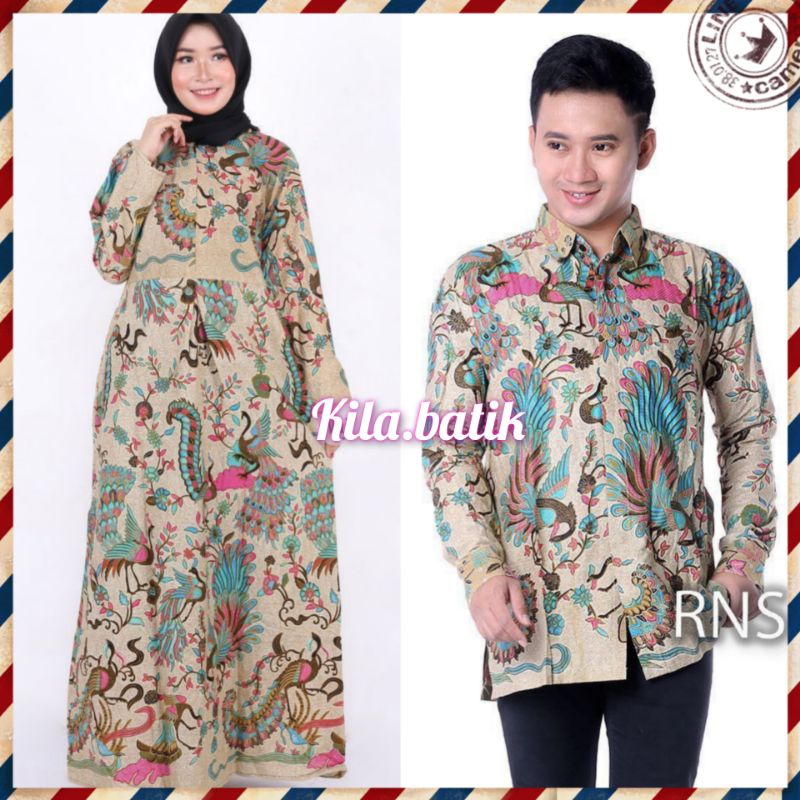 Maura Couple Sania Ruffle Batik Couple ori Ndoro jowi DNT Garansi Termurah motif merak toska. S M L XL XXL
