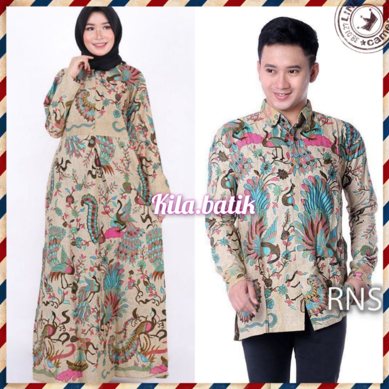 Maura Couple Sania Ruffle Batik Couple ori Ndoro jowi DNT Garansi Termurah motif merak toska. S M L XL XXL