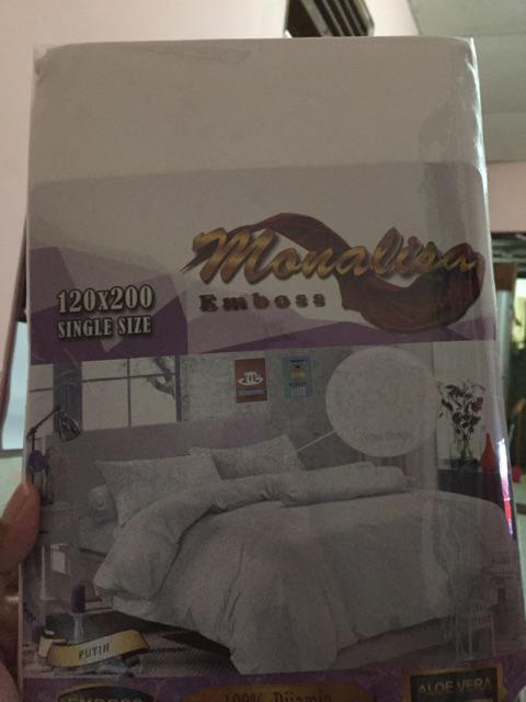  Sprei  MONALISA POLOS 120x200 motif  Ungu Muda Putih Biru 