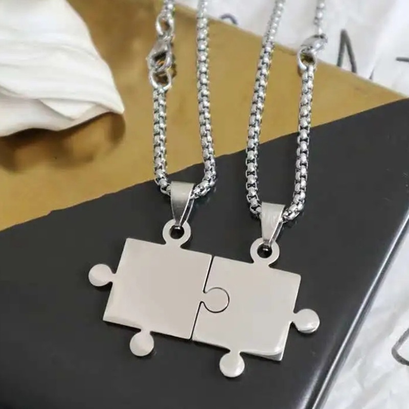 Kalung Model Puzzle Jumping Gaya Hip Hop Untuk Aksesoris Pasangan