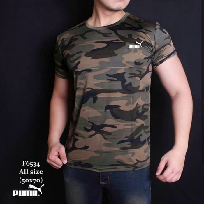 Baju Fitnes Baju Kaos ARMY PUMA camo Loreng tentara / kaos running gym fitness Murah