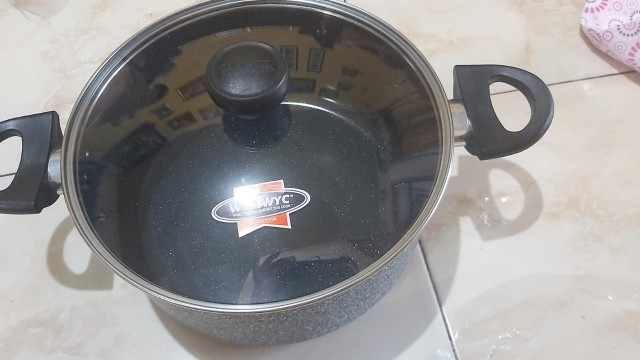 Wajan Panci Pot Anti Lengket Marble Ceramic Pot Maxim Neostone Dengan Tutup Kaca 24cm