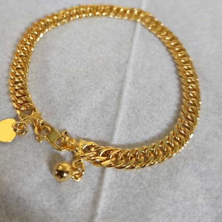 Murah Populer Gelang Rantai Double Lapis Emas Warna Kuning 24k