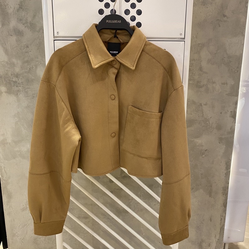 Jacket Suede Crop Pull&Bear Cewek Original Store