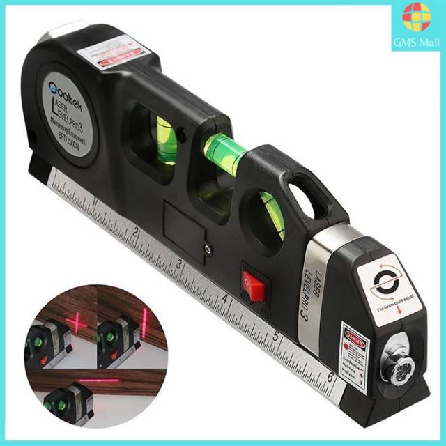 Penggaris Laser Waterpass Meteran Laser Fixit Level Pro 3 Penggaris Tukang pasang Keramik 250 Cm COD