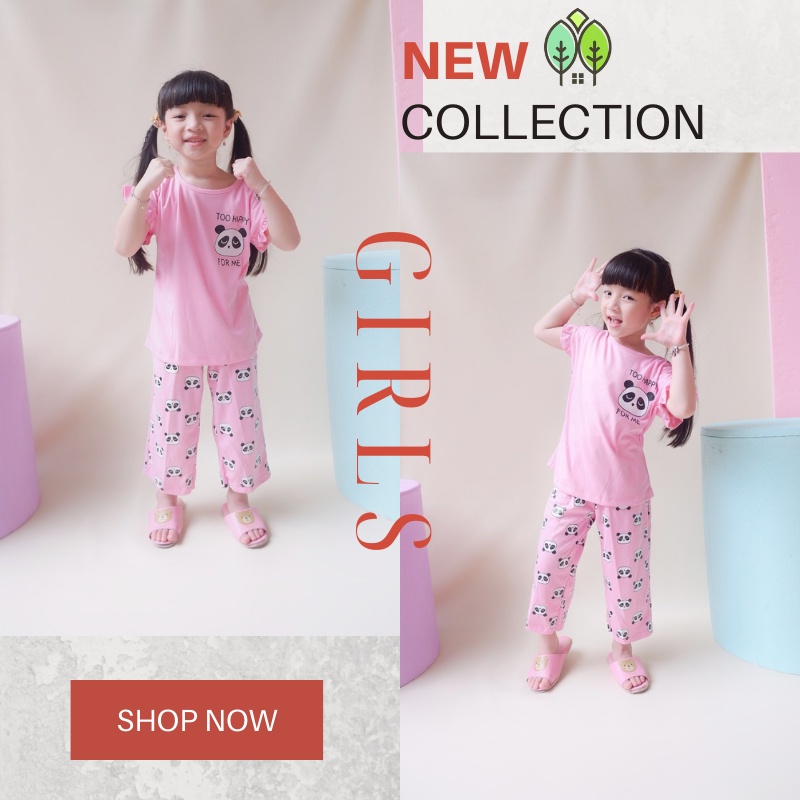 Baju Setelan Rumah Anak Perempuan Celana 3/4 Setcel Santai 4-15 Tahun