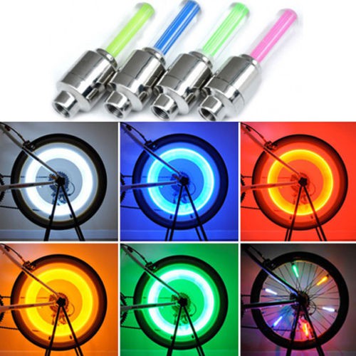 1 Bike Car Tyre Neon Wheel LED Tutup Pentil LED Ban Motor Mobil Sepeda - Merah Muda