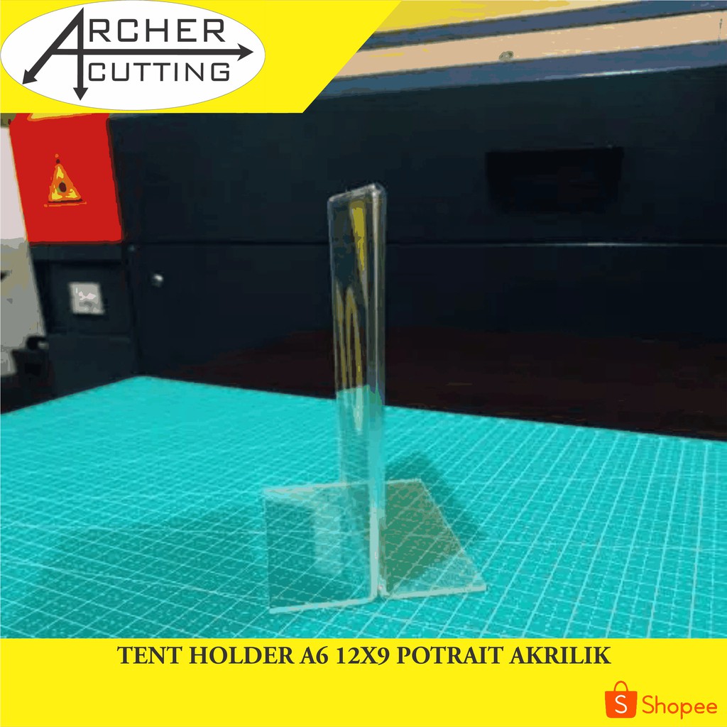 nomor meja/tent holder /tempat brosur akrilik 12x9 cm A6