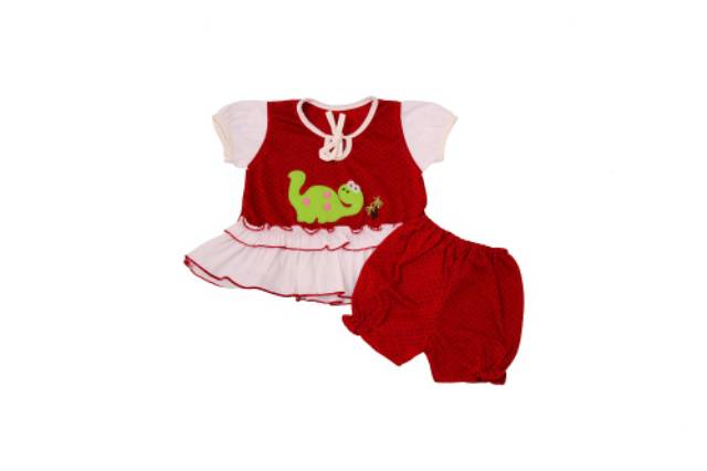 Setelan Baju Bayi Lengan Pendek Motif Dino/Setelan Baju Bayi Perempuan/Atasan dan Celana bayi