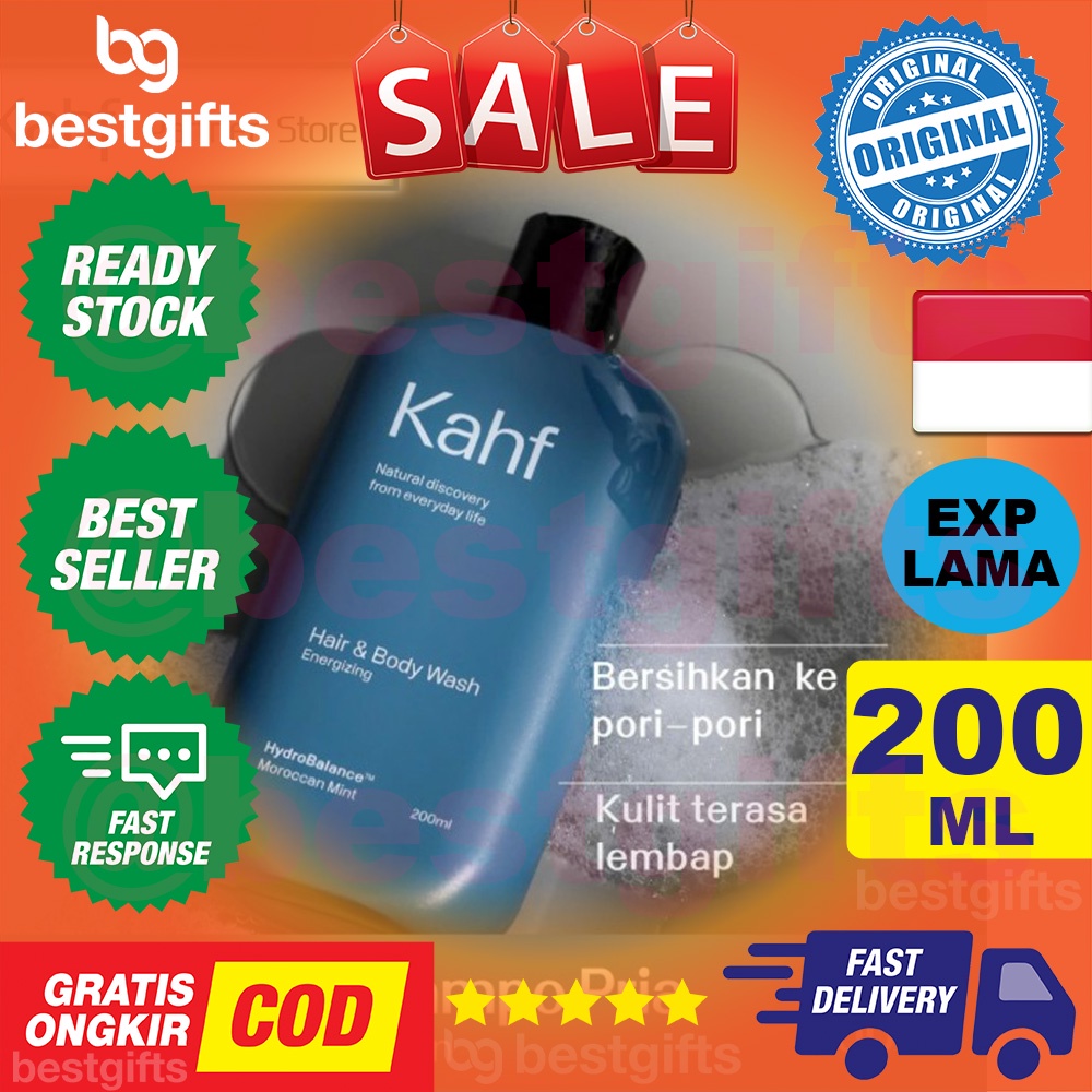 KAHF ENERGIZING HAIR BODY WASH SABUN MANDI SHAMPOO SHAMPO SAMPO PRIA KULIT LAKI LEMBAB HALUS 200 ML