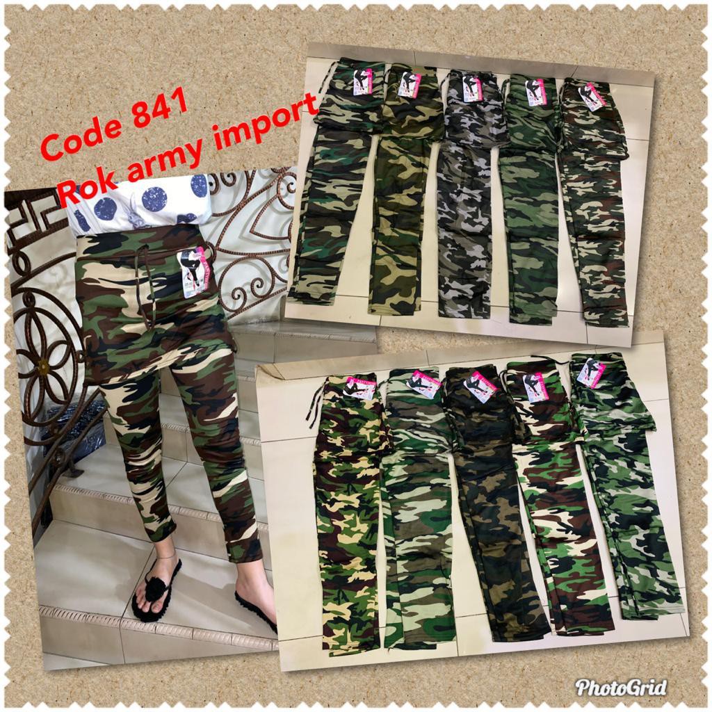 Celana Rok Senam Army - Celana Senam- Celana Rok Legging Army - Training Loreng Wanita