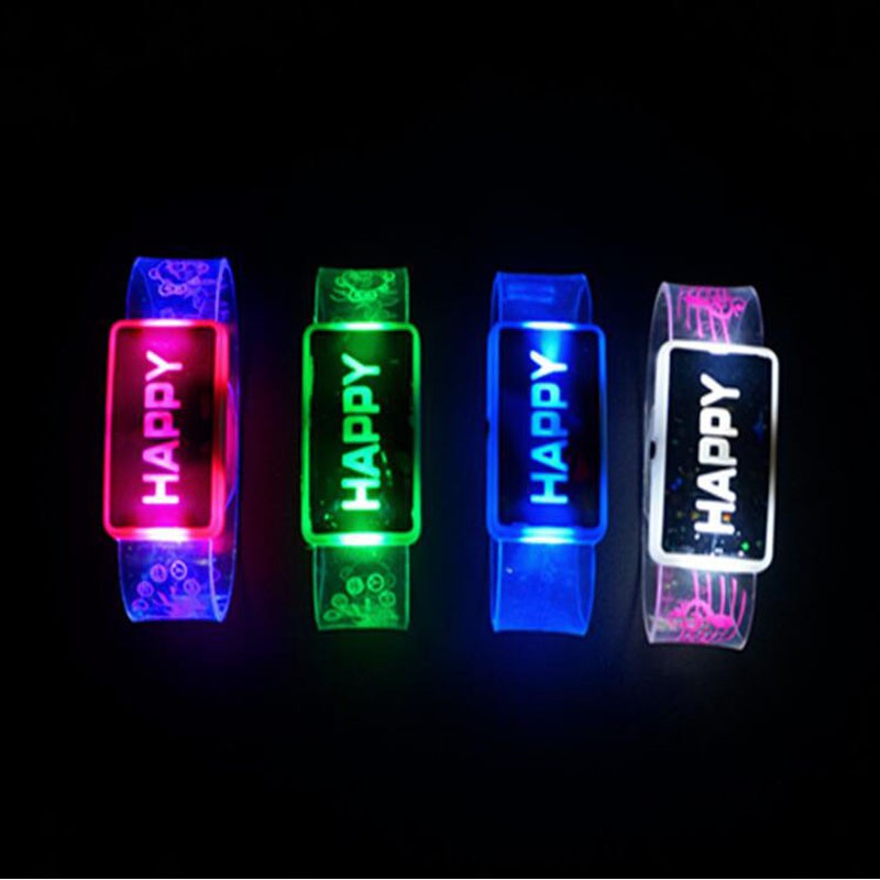 LED Bracelet Gelang Karet LED Gelang Glow in the Dark Happy