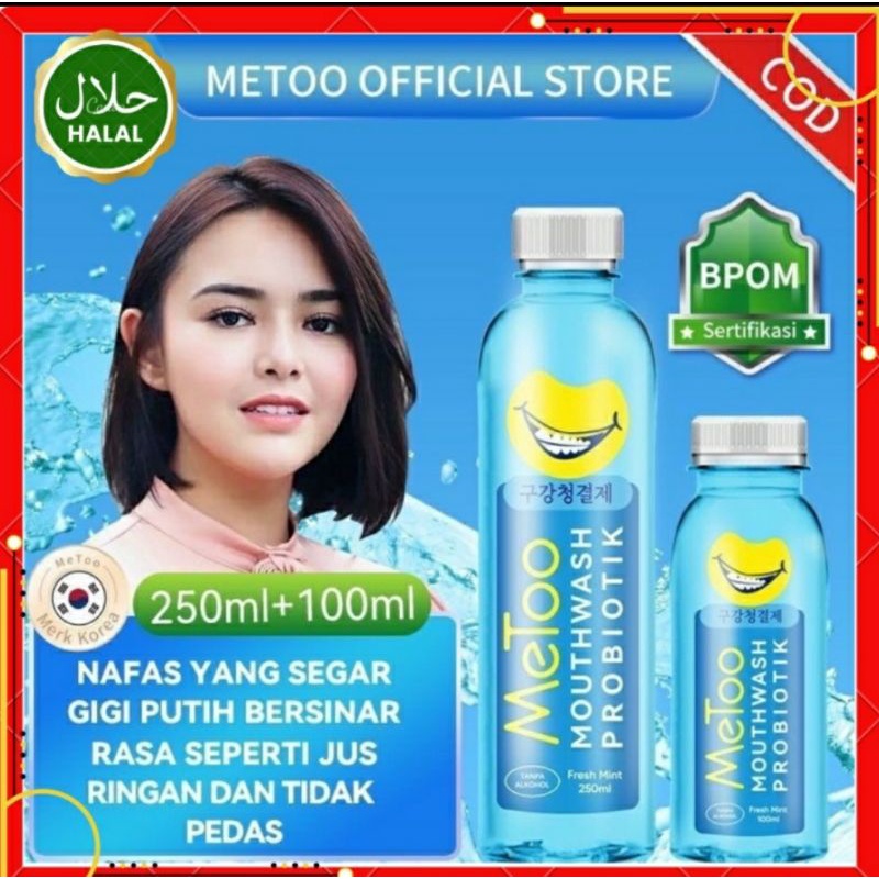 (READY) METOO Obat Kumur Probiotik/ Fresh Mint Mouthwash-250ml No Alcohol / OBAT KUMUR / OBAT MULUT