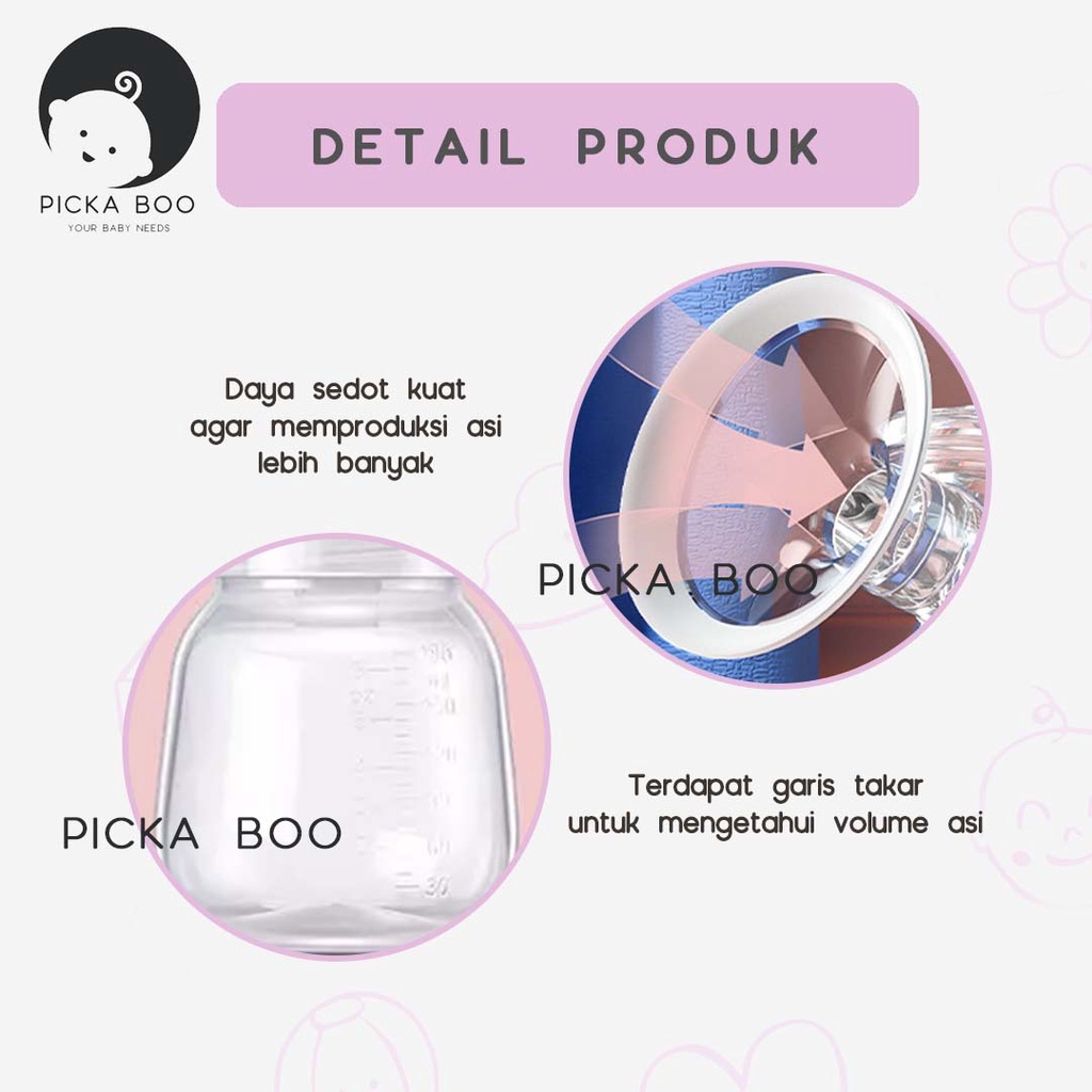 PICKA BOO Pompa ASI Portable Mudah Dibawa Kemana Saja FREE Dot dan Kabel USB