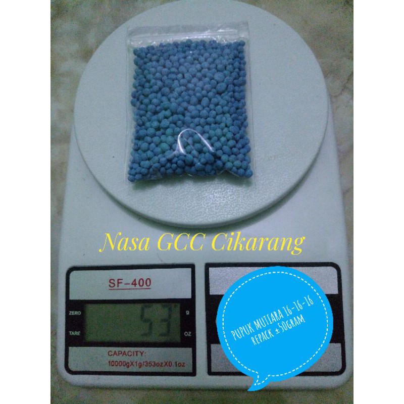 Pupuk NPK Mutiara Biru 16-16-16 Kemasan Repack 50gr