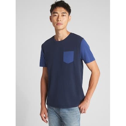 Terlaris Kaos Casual Pria GAP Pocket Tee Colorblock Navy Original