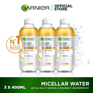 Image of Garnier Micellar Water Oil Infused 400 ml x3pcs - Skincare Pembersih Wajah Dan Makeup Waterproof