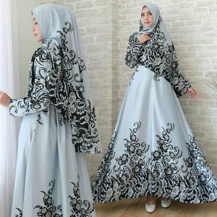 pakaian Gaun muslim ibu islami vbn SYARI SHOFIYA GREY /baju wanita syari hijab muslim untuk pesta ke