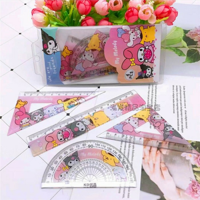 

Gaya Set Penggaris Isi 4 My Melody Kuromi Sanrio Friends Murah