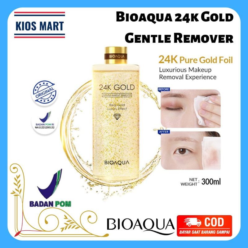 Bioaqua 24K Gold Gentle Makeup Remover Micellar Water Lip &amp; Eye 300ml / Facial Cleanser 200ml / Essence Cream 50g / Skincare Serum 50ml