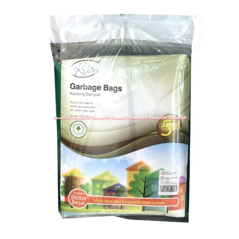 Kris Garbage Bags 100x120cm Kantong Sampah Extra Besar Jumbo 5pcs Pastik Sampah Ramah Lingkungan Go Green Krisbow Plastic Bag Green Warna Hijau Gabage