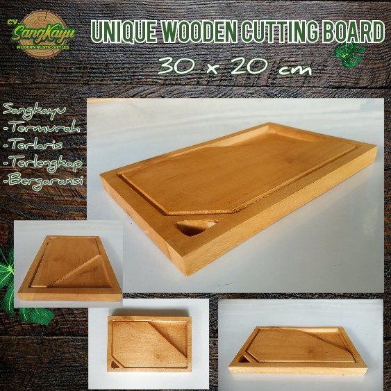 Nampan talenan kayu jati mahoni wooden cutting board line edge 004 - Kayu mahoni