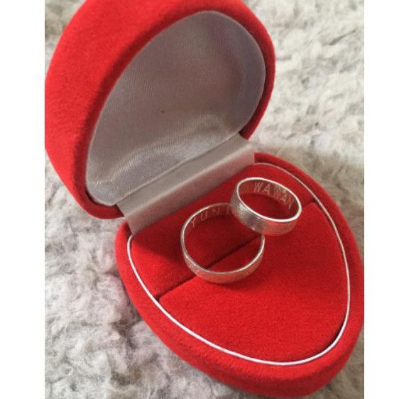 cincin couple perak + box (bisa nama di dalam)