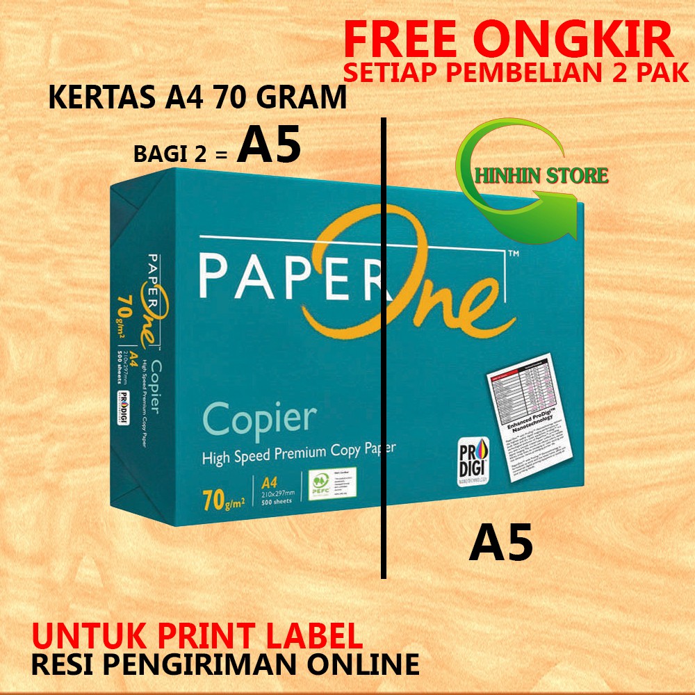 

KERTAS A5 70GR PAPERONE/ A5 WARNA KERTAS PRINT LABEL PENGIRIMAN RESI ONLINE KERTAS HVS A5 70 GRAM