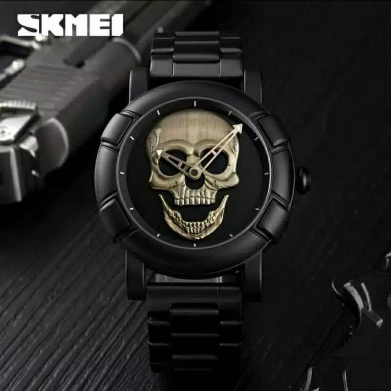 Jam Skmei 9178 original skull tengkorak bergaransi free GIFT box