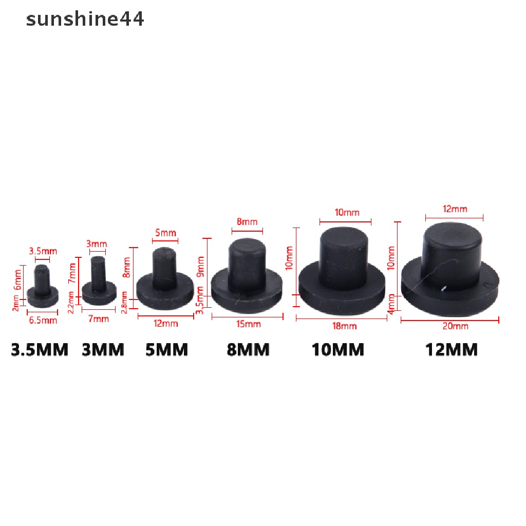 Sunshine 10Pcs Cap / Tutup Lubang Segel 3-12mm Bahan Karet Solid Tahan Panas