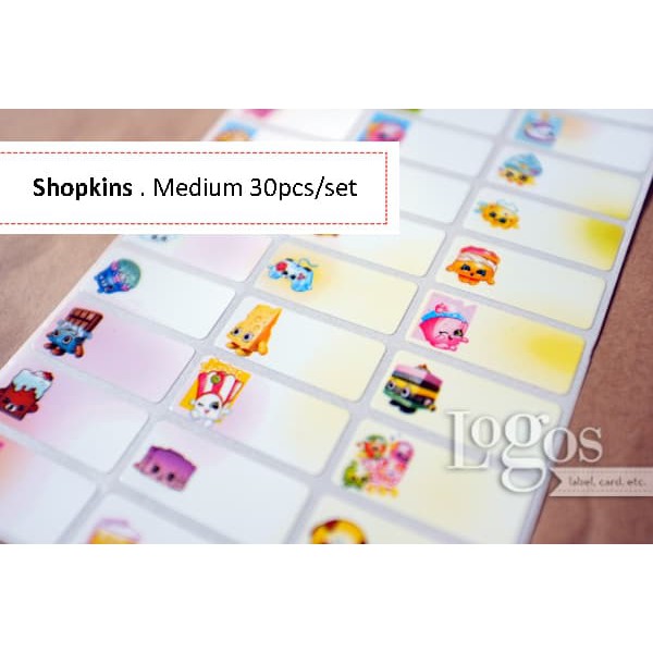 

TERLARIS!! Shopkins MEDIUM Sticker Label Nama waterproof anak Funny Sweet grocery UNIK