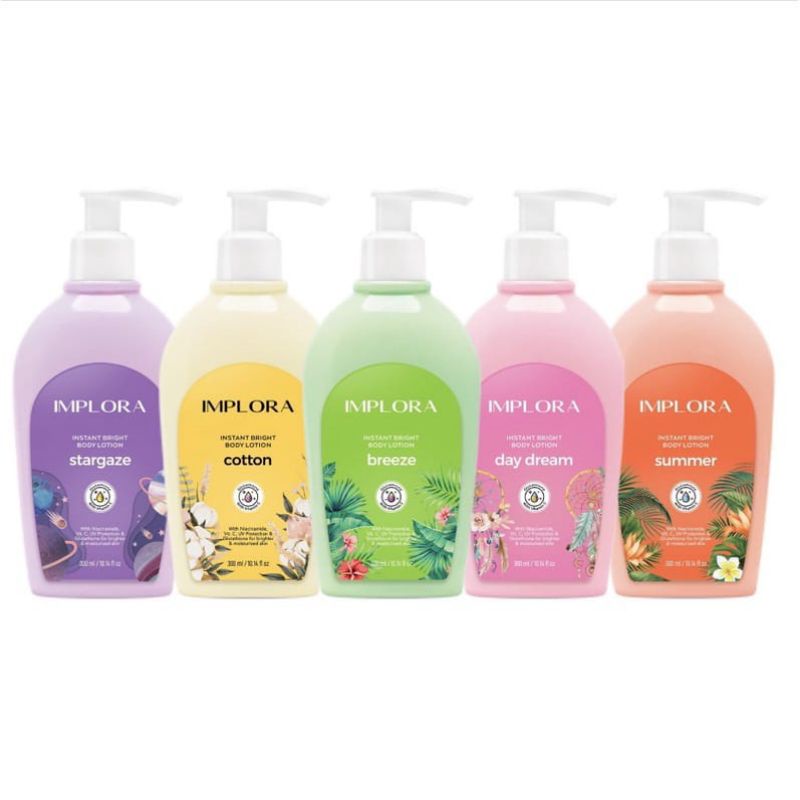 IMPLORA Instant Bright Body Lotion 300ml | Stargaze | Breeze | Summer | Day Dream | Cotton | Niacinamide | Vitamin C