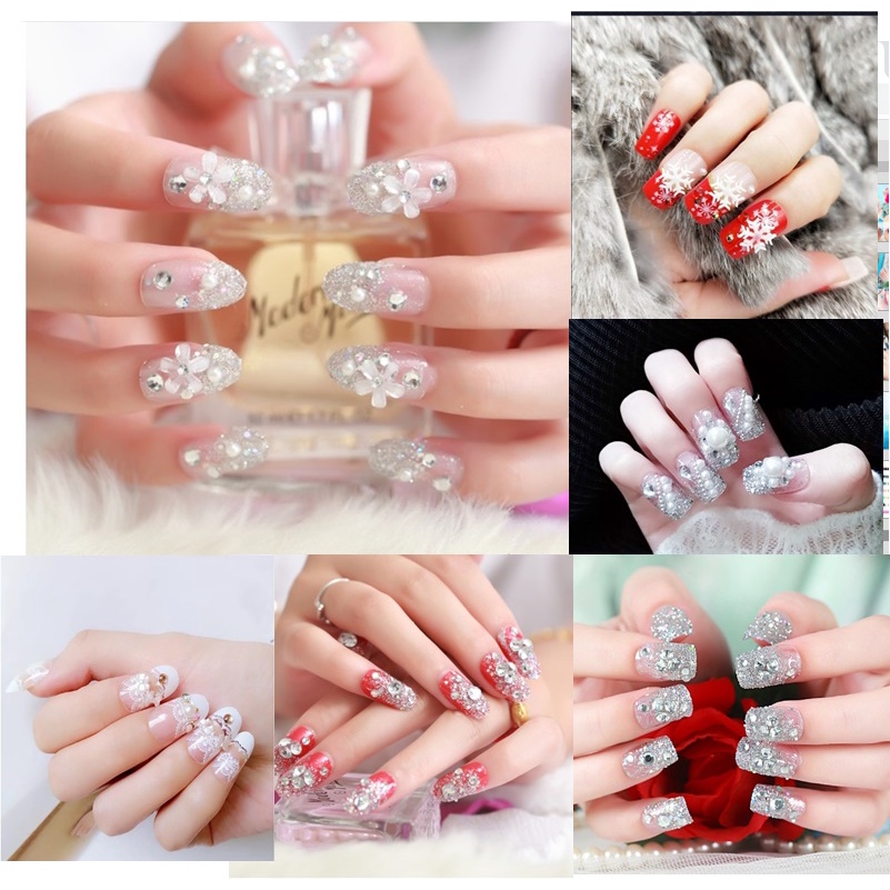 Kuku Palsu Pengantin 3D Free Lem Fake Nail Art Wedding Murah Premium Kuku MUA WEDDING