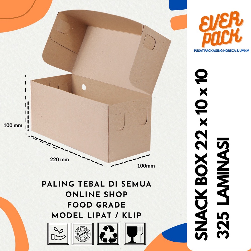 

BOX DUS DONUT/ROTI/KUE 22x10x10 - KRAFT PAPER - LAMINASI SUPER TEBAL 325 GSM