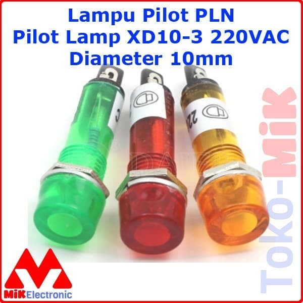 PILOT LAMP LAMPU PILOT FLAT 10 MM 220 V AC VAC PLN INDIKATOR XD10-3