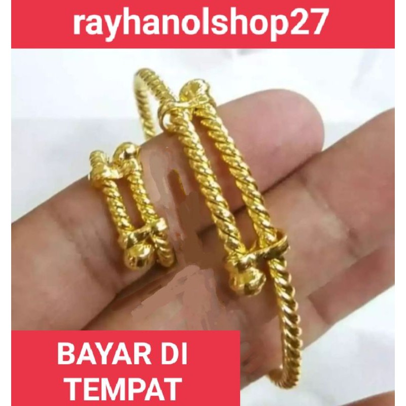 set perhiasan gelang free cincin tambang lapis emas gold 24k