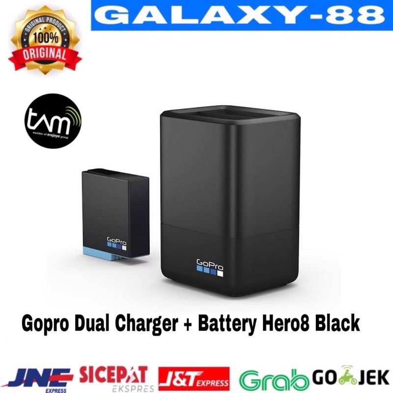 Dual Charger Gopro Hero 8 BLACK + Battery hero8 Black ORIGINAL