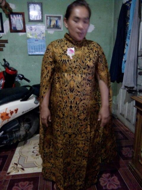 Long Dress Cape Batik Gamis Batika Nadine Manggar Kobis Kupu Padi Ulir Manis Gendis Sekar